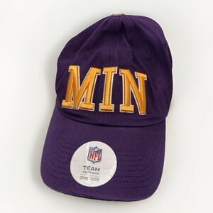 NFL Team Apparel Minnesota Vikings Purple 3D MIN Embroidered NFL Cap Hat OSFA